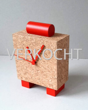 Design tafelklok (kurk en rode wijzers)