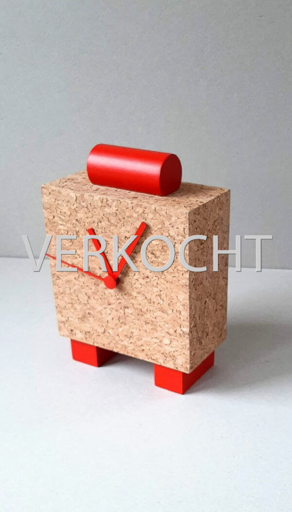Design tafelklok (kurk en rode wijzers)